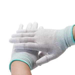 Wholesale Assemble Carbon Fiber Pu Fingertip Coated Touch Screen Palm Electronics Working Esd Cleanroom Gloves
