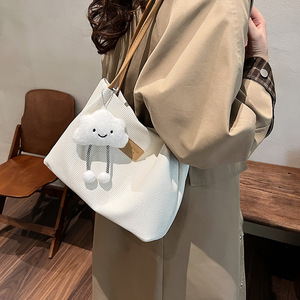 Canvas Single <b>Strap</b> <b>Shoulder</b> Bag Women Tote Bucket Purse Fashion Water Resistant Open Top Daily Use All Seasons Minimalist Style - Product Image 4