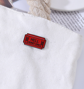 Novedades Boleto <span class=keywords><strong>de</strong></span> ida al infierno "Hell Admit One 666" Broche Insignia Denim Jeans Pin <span class=keywords><strong>de</strong></span> solapa Broche gótico fresco - Product Image 4