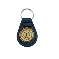 Porte-clés en cuir noir brodé avec pendentif médaillon rond, accessoire de sac vintage avec logo personnalisé pour club moto