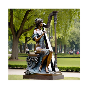 Belle sirène faisant du yoga statue extérieure bronze sculpture en cuivre de sirène - Product Image 4
