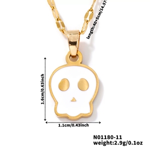 N01180 Collar con Colgante de Calavera de Resina para Halloween, Acero Inoxidable Electrochapado, Estilo Ins, Regalo para Hombres y Mujeres, Venta al por Mayor - Product Image 5