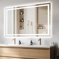 Miroir de salle de bain LED 60x40 avec éclairage anti-buée, intensité réglable, rétroéclairé/frontal, miroir de vanité intelligent avec fonction mémoire, verre trempé incassable
