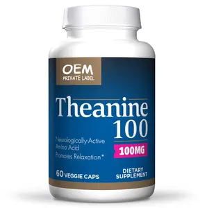 Poudre de L-théanine d'extrait de thé vert d'approvisionnement OEM Capsules de L-théanine 99% l-théanine Capsule de 500 mg 60 Capsules végétariennes