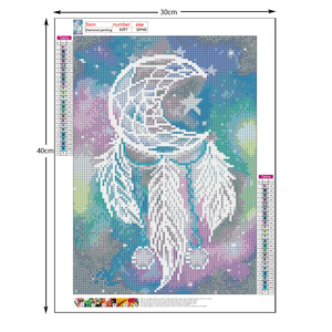<span class=keywords><strong>Fourniture</strong></span> directe d'usine diamant <span class=keywords><strong>peinture</strong></span> blanc attrape-rêves carillon éolien diamant broderie Art toile photo décor à la maison mur - Product Image 2