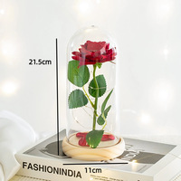 Rose artificielle faite à la main en tissu, fleur éternelle sous cloche en verre, petit cadeau, décoration de bureau, Saint-Valentin, Noël 20251120