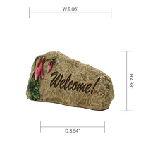 Panneau de bienvenue de jardin sculpté en résine avec fleurs de columbine roses - Décoration extérieure pour pelouse et entrée