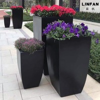 Jardinière en fibre de verre à texture marbre, pot de fleurs FRP haut de gamme, aspect pierre luxueux, léger, pour villa, balcon, décoration intérieure