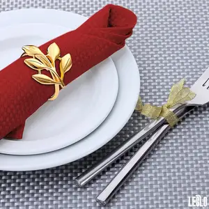 Juego de servilleteros dorados de Navidad, servilleteros de hoja de alta calidad, decoraciones de boda, servilletas de oro para cena, anillos