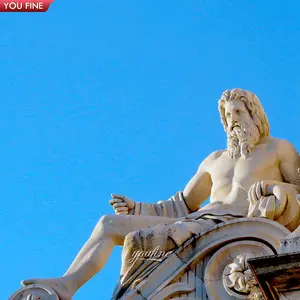 Nổi Tiếng Cuộc Sống Kích Thước Hy Lạp Đá Cẩm Thạch Trắng Zeus Tượng Tay Chạm Khắc Đá Tự Nhiên Điêu Khắc