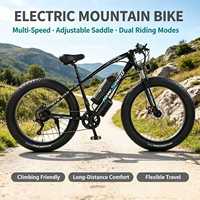 Vélo de montagne pour adultes de haute qualité, 21 vitesses, 26 pouces, en acier à haute teneur en carbone, avec moteur à moyeu arrière et batterie au lithium