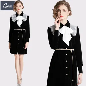 Candice корейский стиль зима элегантный бархатный длинный Осень 2022 женская одежда макси платья