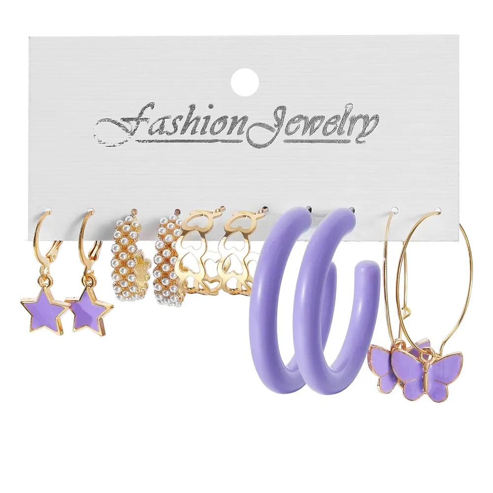 DAIHE Großhandel Mode Ohrringe Luxus Perle Schmetterling Schwarz Ohrring Creolen Set Für Frauen Schmuck
