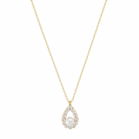 Collier en acier inoxydable plaqué or PVD 14K, perles et zircone cubique, bijoux de mode géométriques pour femmes, personnalisable, vente en gros