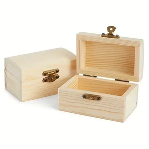 S/M/L scatola di <span class=keywords><strong>legno</strong></span> semplice <span class=keywords><strong>legno</strong></span> con coperchio multifunzione quadrato a cerniera scatole regalo artigianali per la decorazione di stoccaggio di forniture per la casa - Product Image 4