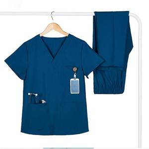 Médico Scrubs cuello en V manga corta de alta calidad 100% algodón para Hospital Doctores Enfermera Clínica - Product Image 3