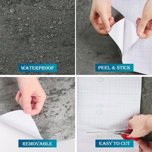 Rouleaux <span class=keywords><strong>de</strong></span> papier peint en <span class=keywords><strong>ciment</strong></span> noir 15,75 x 196,8 pouces, panneaux muraux, autocollants muraux intérieurs, papier peint PVC 3D pour cuisine, salle <span class=keywords><strong>de</strong></span> bain, carrelage - Product Image 4