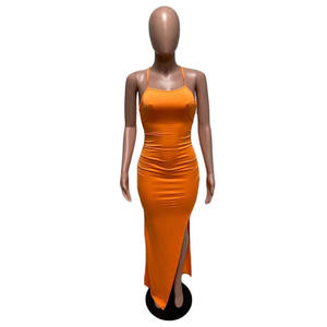 Ropa personalizada Mujeres Bodycon vestido largo Señoras Elegante Sexy Fiesta Sin mangas Noche Maxi Vestido Mujeres Moda Vestidos Casuales - Product Image 4