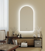 Salon Arche Salle De Bains Miroir Smart Mur Miroir Sans Cadre LED Miroir De Maquillage avec 3 Couleurs Lumière Stepless Dimmable