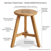Tabouret de bar en bambou de qualité stable, durable, confortable, sain, sans formaldéhyde, tabouret rond de cuisine certifié FSC ISO BSCI