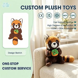 Peluche Panda Rouge Personnalisée Tenant un Bambou, Jouet en Peluche pour Enfants, Cadeau, Prix d'Usine OEM ODM, Vente en Gros, Mascotte - Product Image 1