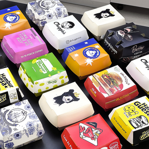 Boîtes à hamburger imprimables personnalisées emballage sulfurisé de qualité alimentaire pour hamburgers sandwichs boîtes à emporter de restauration <span class=keywords><strong>rapide</strong></span> pour restaurant - Product Image 1
