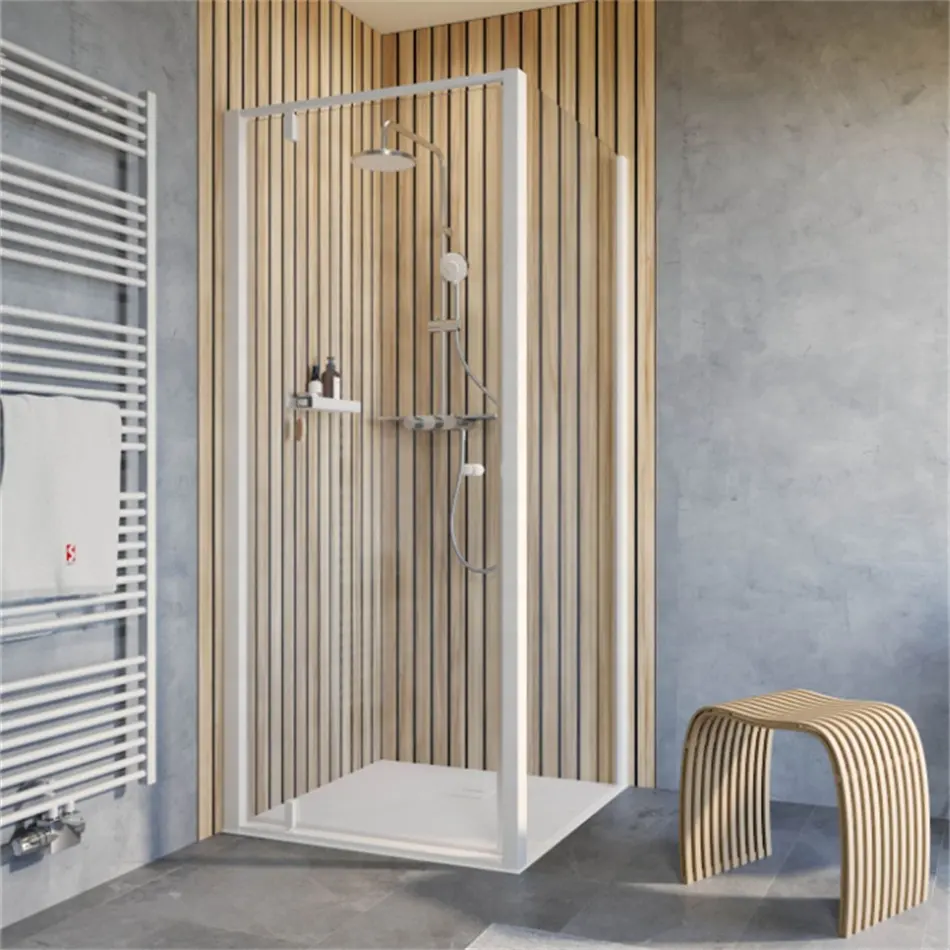 Oumeiga aluminium shower screen single white color pivot shower door for hotel