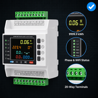 Compteur d'énergie intelligent bidirectionnel WiFi Tuya triphasé avec 3 pinces CT, précision de 1 %, courant maximal de 300 A, tension de fuite