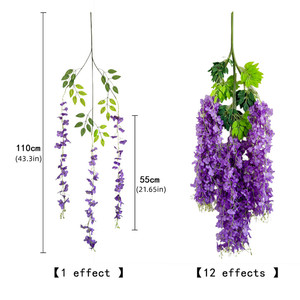 Vendita all'Ingrosso di Piante di Glicine Finte in Plastica <span class=keywords><strong>Viola</strong></span>, Fiori Decorativi per Matrimoni - Product Image 6