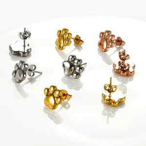 1 Paire de Boucles d'Oreilles Tendance en Acier Inoxydable Patte de Chat Mignonne pour Femmes et Filles, Clous d'Oreilles à Visser Motif Chien, Petits Bijoux, Cadeau pour Amoureuses des Animaux - Product Image 3