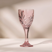 Verre à vin vide de luxe de style chinois, nouveau, en cristal taillé coloré sur mesure, 170-320 ml, avec logo personnalisé, teinté rose et rouge