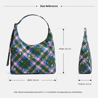 Sac à bandoulière hobo vintage à carreaux imprimés, sac à bandoulière léger, sac fourre-tout décontracté grande capacité, sac à main pour femme