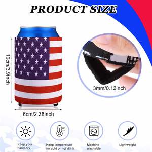 Refroidisseur de canettes de bière personnalisé en néoprène isolé de 12 oz, motif drapeau américain, pour le 4 juillet, Jour de l'Indépendance des États-Unis - Product Image 4
