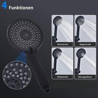Keran Mandi dengan Pancuran Tangan, Keran Mixer Dinding Warna Hitam Doff, 2 Outlet Keran Mixer Tuas Tunggal dengan Pancuran Mandi