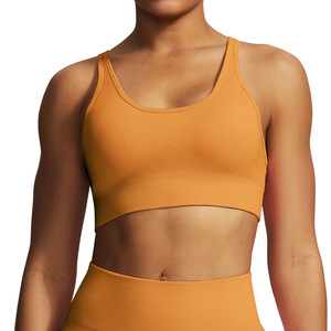 Sujetador Deportivo Allure Body Seamless Yoga, Copa Mediana, Alta Elasticidad, Amarillo, Cuello en V, para Mujer, Entrenamiento, Fitness, Running - Product Image 3
