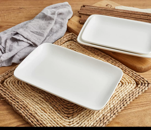 Longue assiette commerciale stockée durable plateaux de service porcelaine de magnésie 8 ''assiette creuse blanche rectangulaire japonaise - Product Image 5