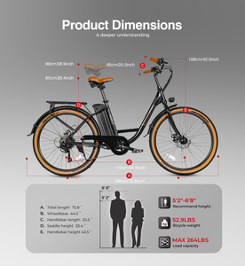 White Electric City Bike 36V 500D Aluminum Alloy <b>Frame</b> 7 Speed Rear Hub Motor Disc Brake Commuter <b>Bicycle</b> - Product Image 5