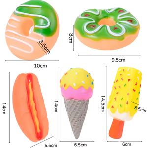 Jouet à mâcher couineur en latex pour chien, motifs dessin animé, pour le nettoyage des dents, écologique et durable, formes crème glacée, beignet, hot-dog - Product Image 3