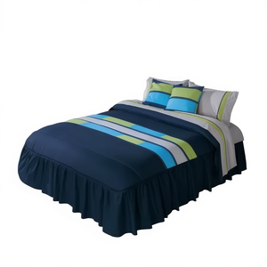 Edredón Doble Kevin con 2 Almohadas de Competición, Rayado, Poliéster y Algodón, para Todas las Estaciones, Ropa de Cama Moderna para el Hogar - Product Image 1