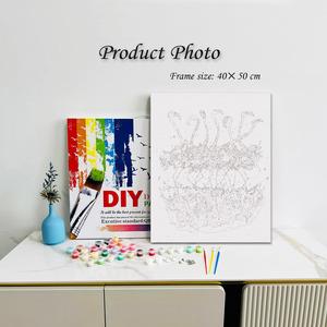 Pintura por Números DIY, Acuarela de Flamencos Bailando en Grupo, 40*50cm, Sin Marco o con Marco, Disponible en Rollo, Decoración de Pared con Animales Adorables para el Hogar - Product Image 2