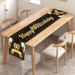 <span class=keywords><strong>Runner</strong></span> da Tavolo per Feste di Compleanno di Nuovo Stile, Design con Scritta 'Happy Birthday' in Poliestere per Tavoli da Pranzo e Caffè - Product Image 4