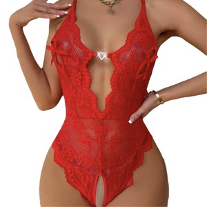 Comercio transfronterizo, lencería sexy europea y americana de talla grande, encaje, camisón sexy sin tirantes, body sin entrepierna - Product Image 5