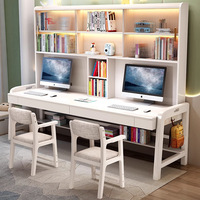 Bibliothèque de bureau double en bois massif combinaison moderne simple bibliothèque de bureau d'ordinateur longue table d'étude pour la chambre d'enfants