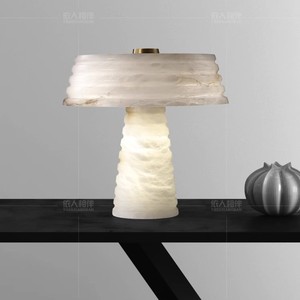 Lampe de table en marbre espagnol de style nordique, lumière LED, moderne, minimaliste, lampe de chevet pour chambre à coucher - Product Image 3