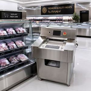 Enrouleur automatique de film alimentaire pour barquettes, robuste, pour l'emballage des aliments frais, avec tailles de barquettes réglables et écran tactile multilingue - Product Image 1