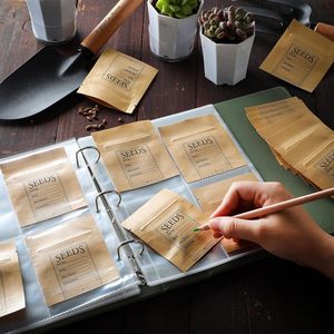 100 pz buste per la conservazione delle sementi e 4 anelli di raccoglitore 200 tasche trasparenti fogli per agricoltori che raccolgono <span class=keywords><strong>semi</strong></span> <span class=keywords><strong>da</strong></span> giardinaggio
