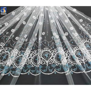 Yx967 thanh toán bù trừ ra hàng tồn kho tại một mất mát giá rẻ số lượng lớn vải bán buôn màu xanh và trắng bông tuyết in vải tuyn vải cho doanh số bán hàng - Product Image 2