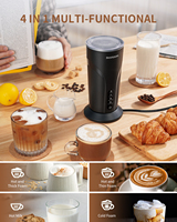 Machine à mousse de lait électrique automatique 4 en 1 avec support, mousseur à cappuccino, mousseur à expresso, mousseur à lait