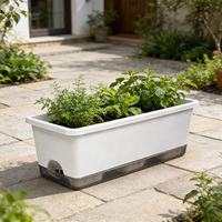 Pot de fleurs rectangulaire en PP à arrosage automatique, trou de drainage, parois épaissies durables pour une utilisation à la maison et au jardin, design moderne, capacité de 10,89 L