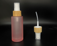 Récipient cosmétique de maquillage en verre dépoli écologique Bouteille rechargeable vide naturelle de luxe avec pompe en bambou